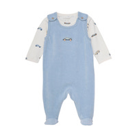 Långärmad Body Med Sparkdräkt Velour - Blue Fog