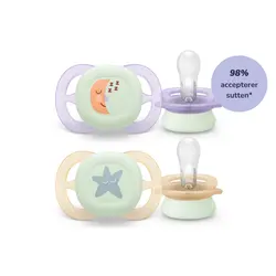 Napp Ultra Start Night 2-pack 0-2 m - Lila/Beige | Baby & Barn - Sköta - Nappar | BabyMode