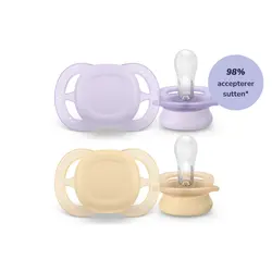 Napp Ultra Start Night 2-pack 0-2 m - Ljuslila/Beige | Baby & Barn - Sköta - Nappar | BabyMode