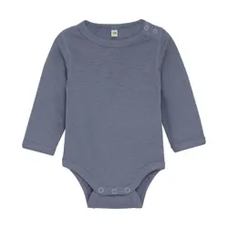 Långärmad Body Ull Solid - Folkstone Gray Melange | Kläder - Ull - Ullbodys | BabyMode
