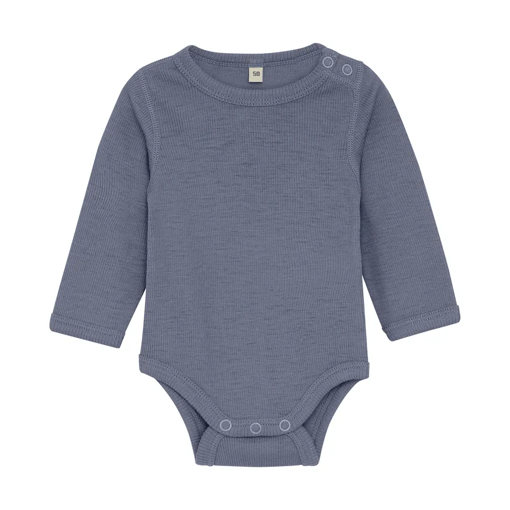 Långärmad Body Ull Solid - Folkstone Gray Melange - 70 | Barnkläder - Ull - Ullbodys | BabyMode