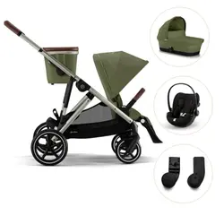 Cybex Gazelle Sittvagn Inkl. Liggdel, Cloud G Babyskydd Och Adapter - Moss Green | Barnvagnar | BabyMode