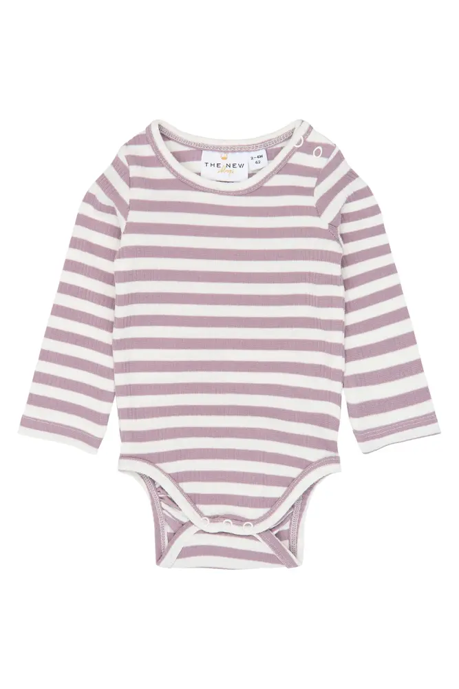 The New Siblings Fro Långärmad Rib Body - Elderberry-Gardenia Striped TN - 68