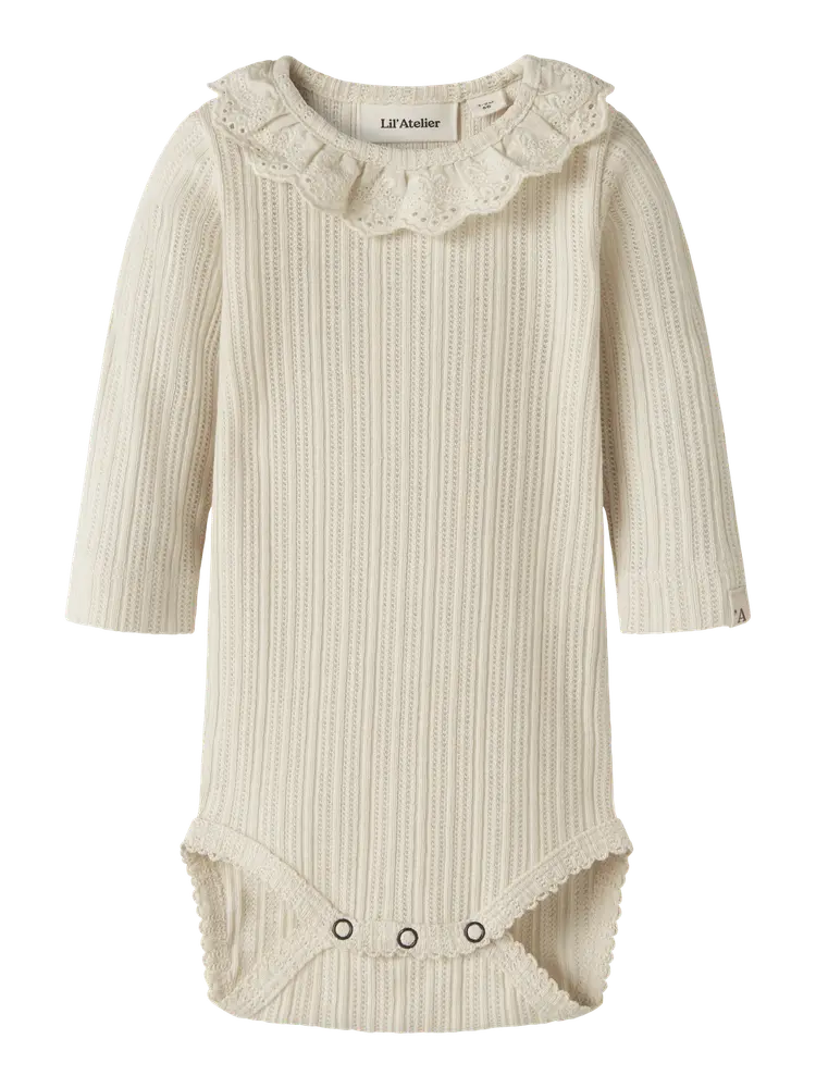 Lil' Atelier Luva Långärmad Slim Body - Turtledove - 80