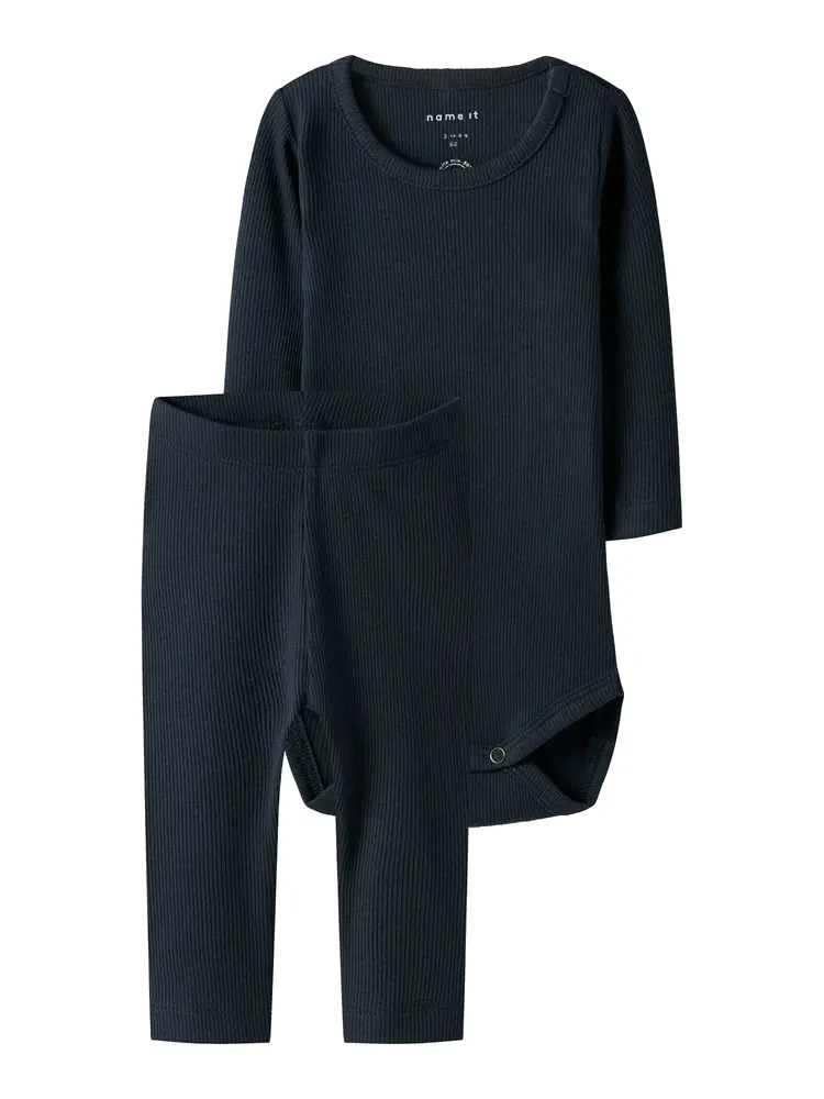 Set Body & Leggings - Dark Sapphire - 86 | Barnkläder - Bodys & overaller - Långärmad body | BabyMode