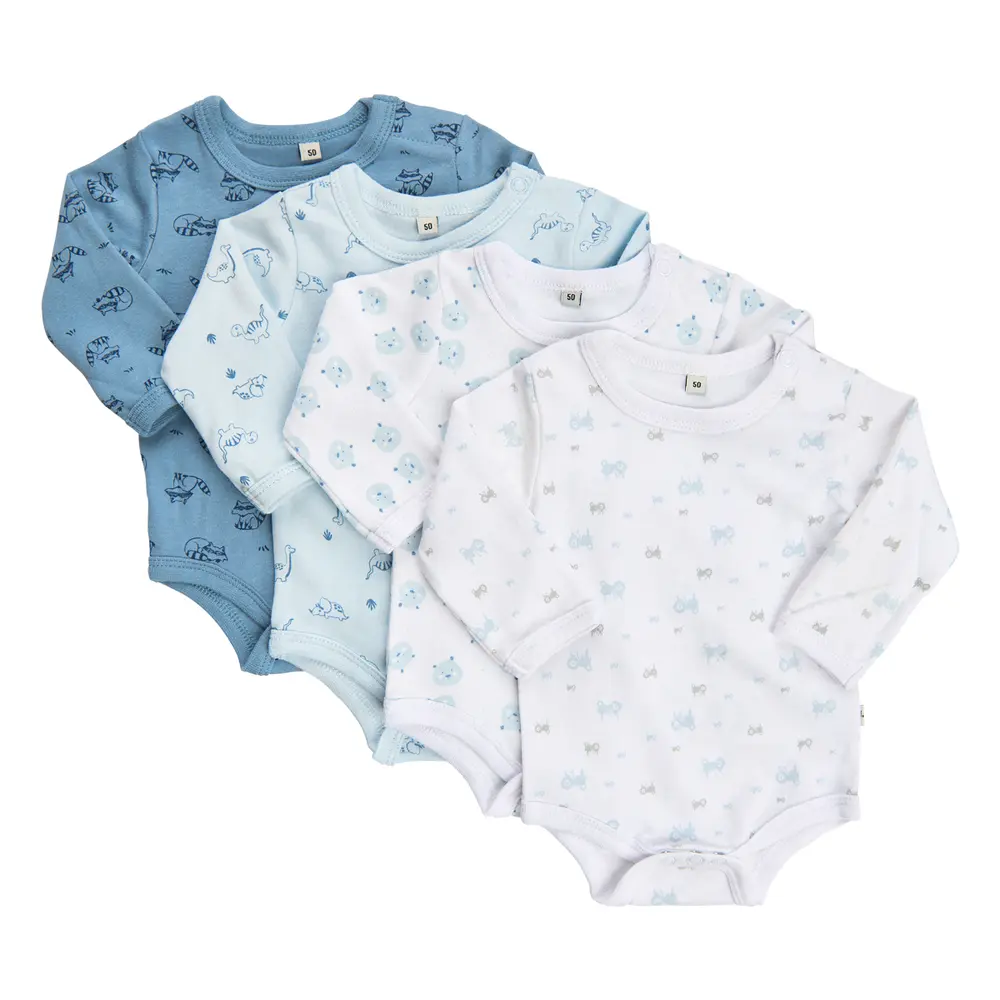 Långärmad Body 4-pack - Light Blue/White - 68 | Barnkläder - Bodys & overaller - Långärmad body | BabyMode