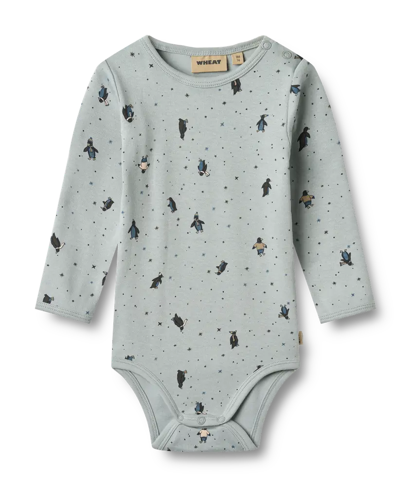 Berti Body Långärmad - Soft rain penguins - 1 MDR.