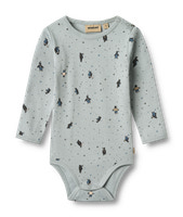 Berti Body Långärmad - Soft rain penguins