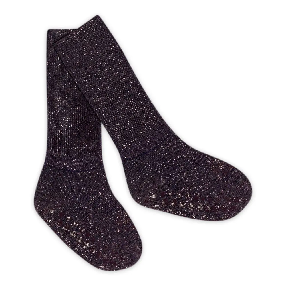 Halkfria Strumpor Glitter - Dark Purple - 20/22