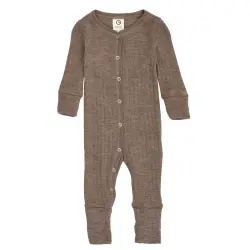 Jumpsuit med Fot Woolly - Walnut Melange | Kläder - Ull - Ulloveraller | BabyMode