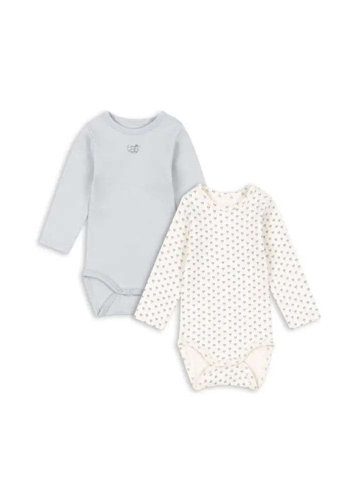 Fanga Bello Långärmad Body 2-Pack - Blue Mix - 12 MDR. | Barnkläder - Bodys & overaller - Långärmad body | BabyMode