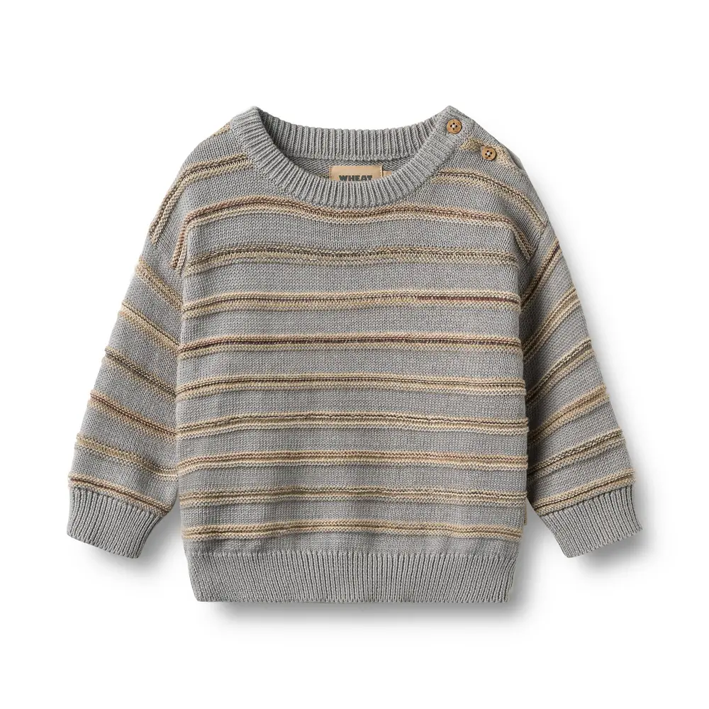 Wheat Harlow Jacquardtröja - Slightly Blue Stripe - 68
