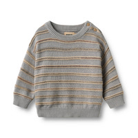 Wheat Harlow Jacquardtröja - Slightly Blue Stripe