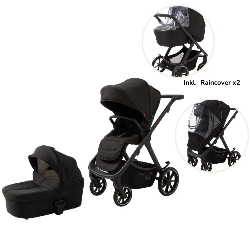 Odder Evoke Duovagn Inkl. Regnskydd - Svart | Barnvagnar - Barnvagnspaket | BabyMode