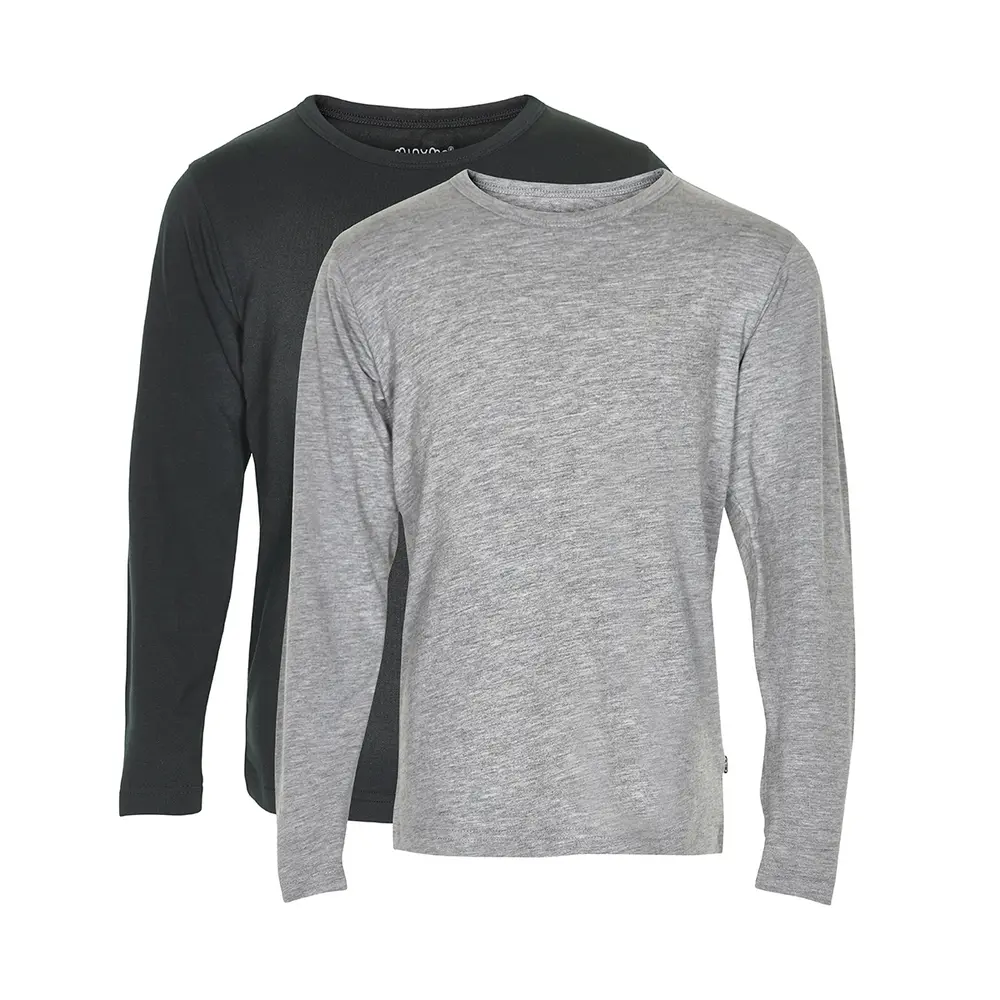 Långärmad T-shirt 2-pack - Grå - 80 | Barnkläder - Toppar - Blusar | BabyMode