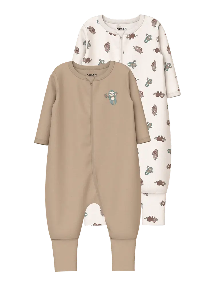 Name It Sengångare Pyjamas m. Dragkedja 2-Pack - Jet Stream - 56