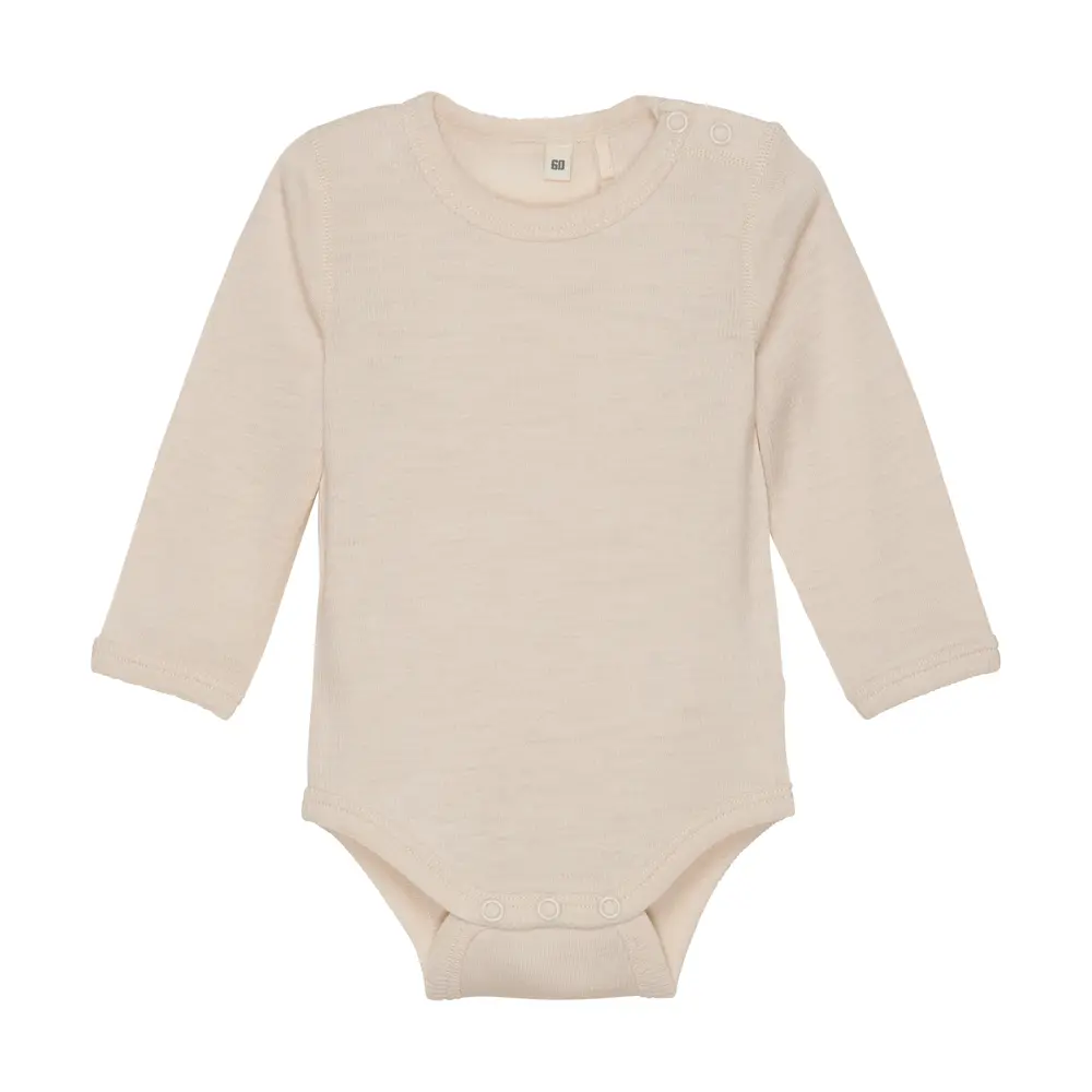 Långärmad Body Ull - Sandshell Melange - 80 | Barnkläder - Ull - Ullbodys | BabyMode