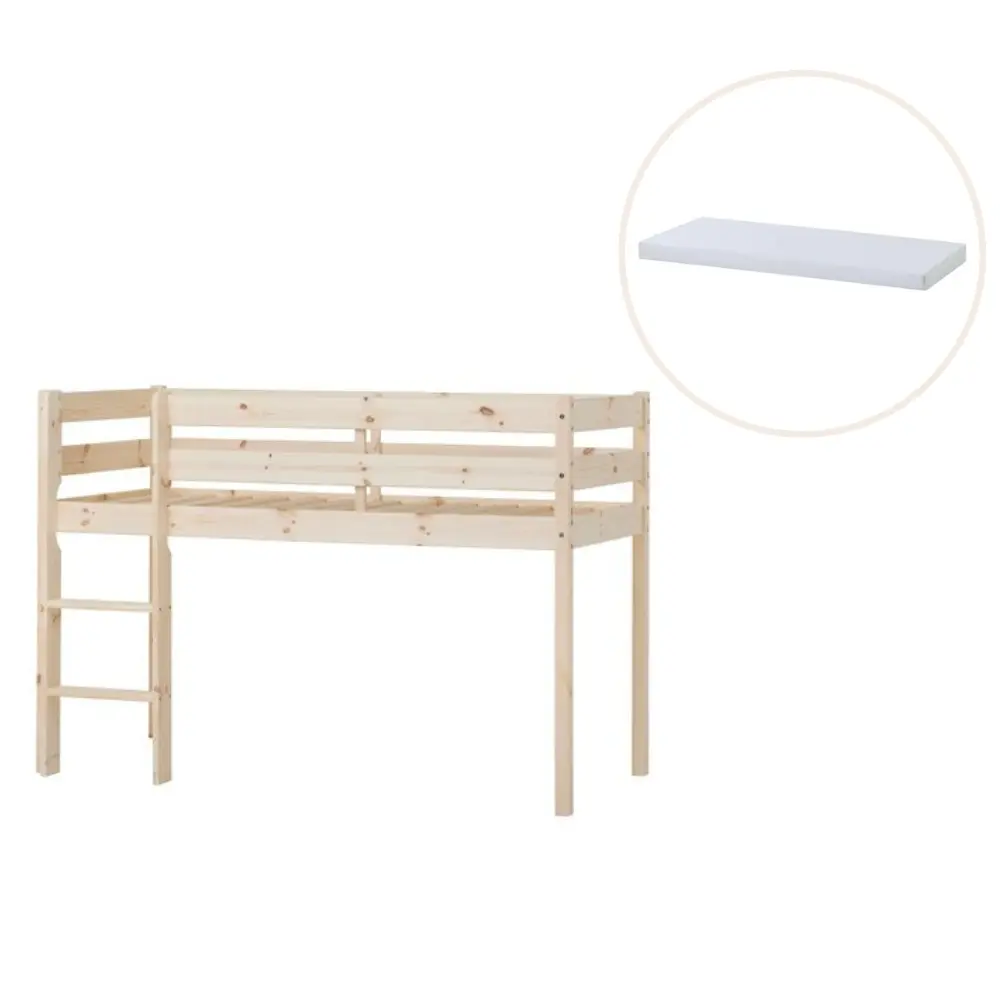 ECO Comfort halvhög säng med madrass - 70x160 cm. - natur | Barnrum - Barnsängar & vaggor - Barnsängar | BabyMode