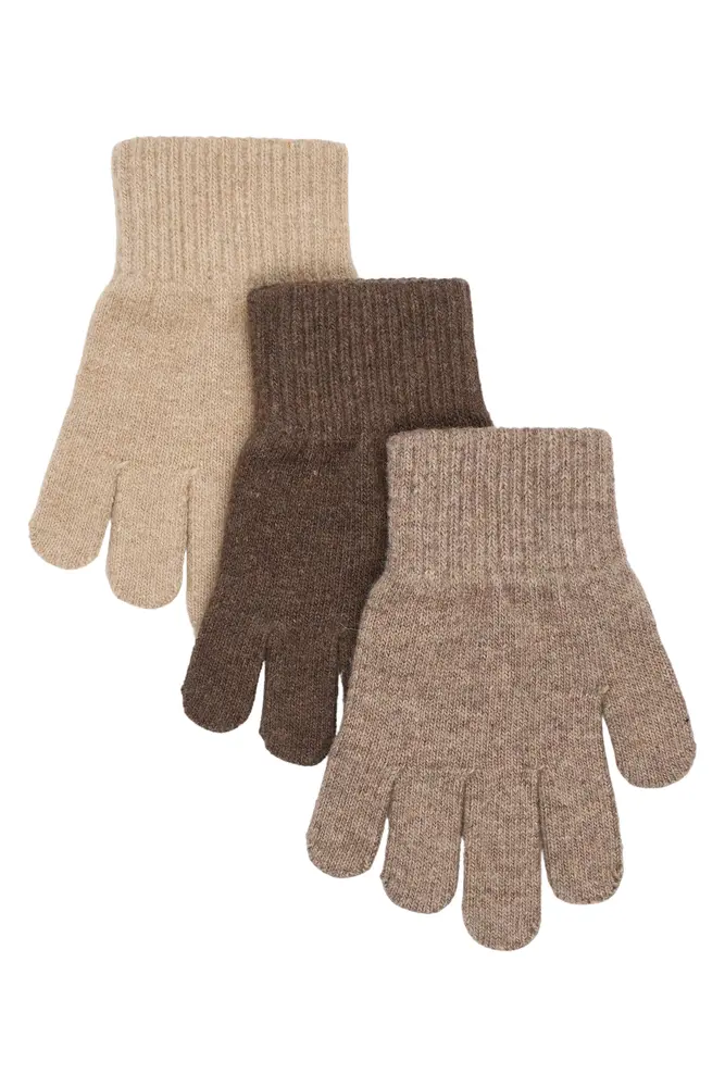 Mikk-Line Magiska Handskar, 3-pack - Beige Melange-Melange Denver-Brown Melange - 1-3 ÅR