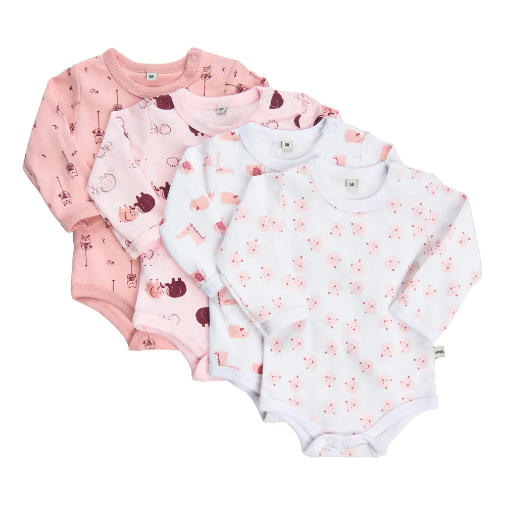 Långärmad Body 4-pack - Lightrose - 86 | Barnkläder - Bodys & overaller - Långärmad body | BabyMode