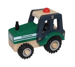 Traktor i Trä med Gummihjul | Leksaker - Bilar & maskiner - Traktorer & flygplan | BabyMode