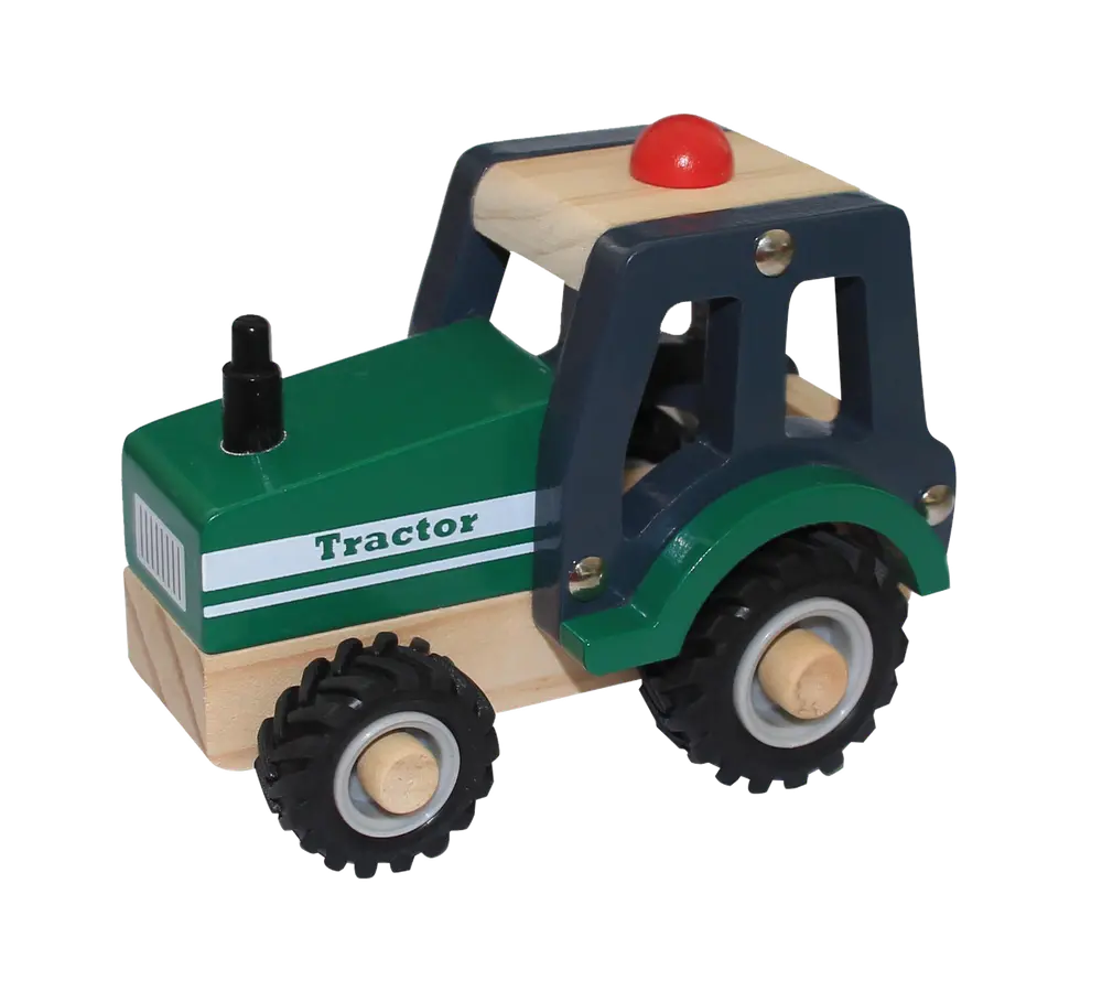 Traktor i Trä med Gummihjul | Leksaker - Bilar & maskiner - Traktorer & flygplan | BabyMode