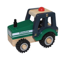 Traktor i Trä med Gummihjul