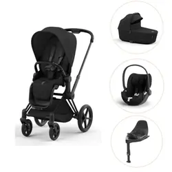 Cybex Priam Duovagn + Cloud T Plus + Bas T - Matt Black/Sepia Black | Barnvagnar | BabyMode