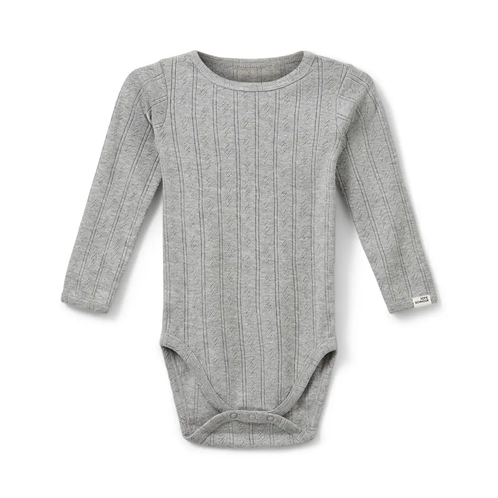 Dicte Långärmad Body - Grey mel - 62 | Barnkläder - Bodys & overaller - Långärmad body | BabyMode