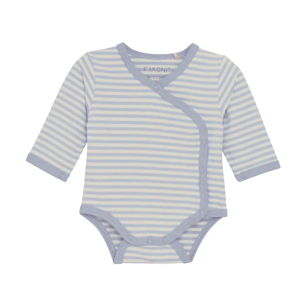 Långärmad Omlottbody - Zen Blue - 50 | Barnkläder - Prematurkläder | BabyMode