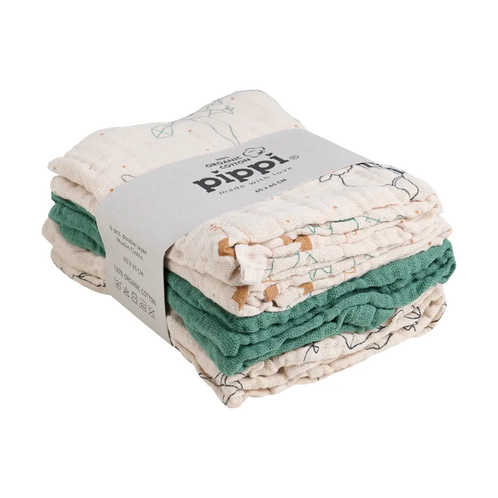 Eko Muslinfilt 6-pack - Deep Lichen Green | Barnrum - Textilier - Muslinfiltar | BabyMode