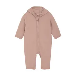 Barnvagnsoverall med Öron - Mahogany Rose | Kläder - Ull - Ulloveraller | BabyMode