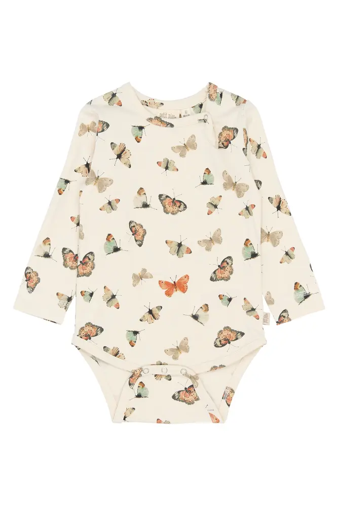 Star Långärmad Body - Eggnog Butterfly - 86
