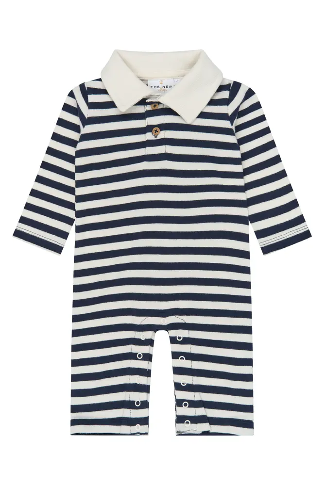 The New Siblings Volker Polo Jumpsuit - Navy Blazer Striped - 80