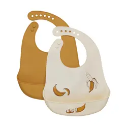 Silikon Haklapp 2-Pack - Harvest Gold | Baby & Barn - Äta - Haklappar | BabyMode