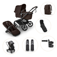 Bugaboo Fox 5 Renew Duovagn Inkl. Skötväska, Åkpåse, Mugghållare, Liggdelsadapter Och Regnskydd – Black/Cocoa Brown