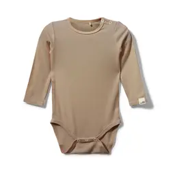 Långärmad Body - Dark Sand | Kläder - Bodys & overaller - Långärmad body | BabyMode