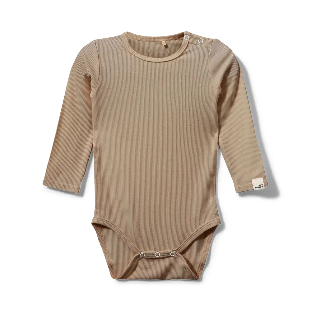 Dicte Långärmad Body - Dark Sand - 68 | Barnkläder - Bodys & overaller - Långärmad body | BabyMode