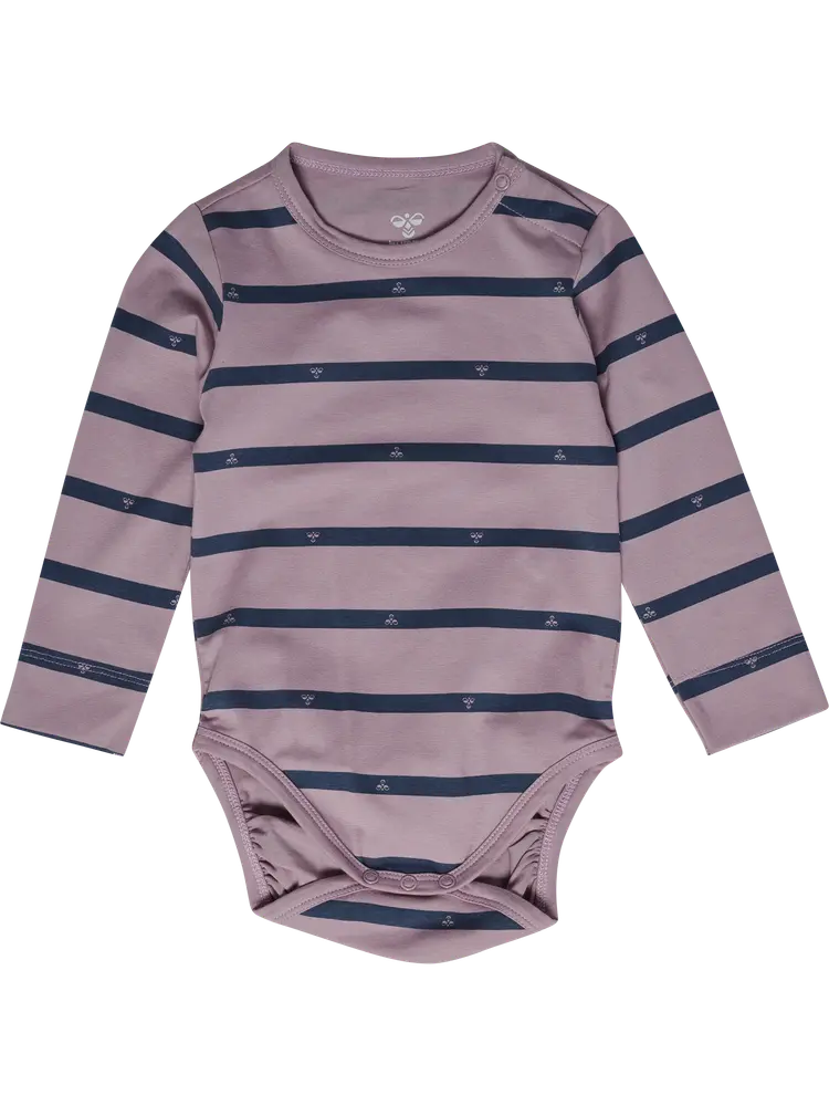 Hummel Stripy Bee Långärmad Body - Sea Fog - 80