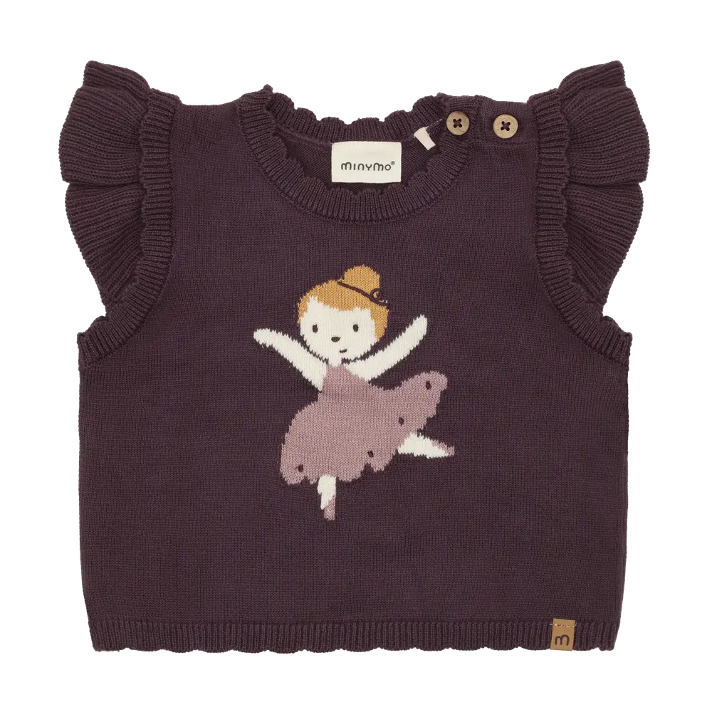 Minymo Stickad Väst - Huckleberry - 86